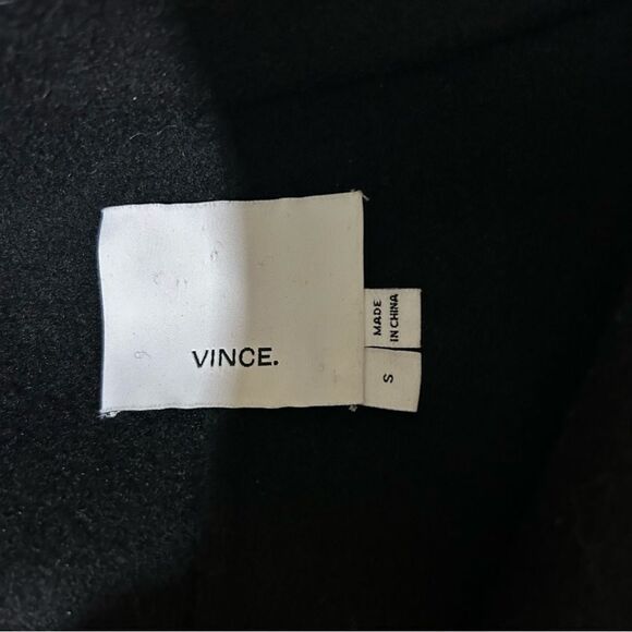 Vince Wool Blend Wrap Coat Black Double Face Drape Neck Belted Minimalist - Picture 7 of 10